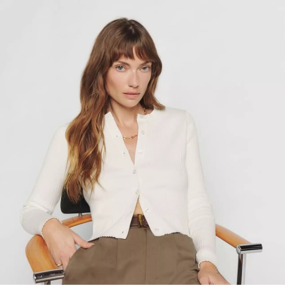 NEW NWT Reformation Joanne Organic Cotton Rib Cardigan - Picture 3 of 5